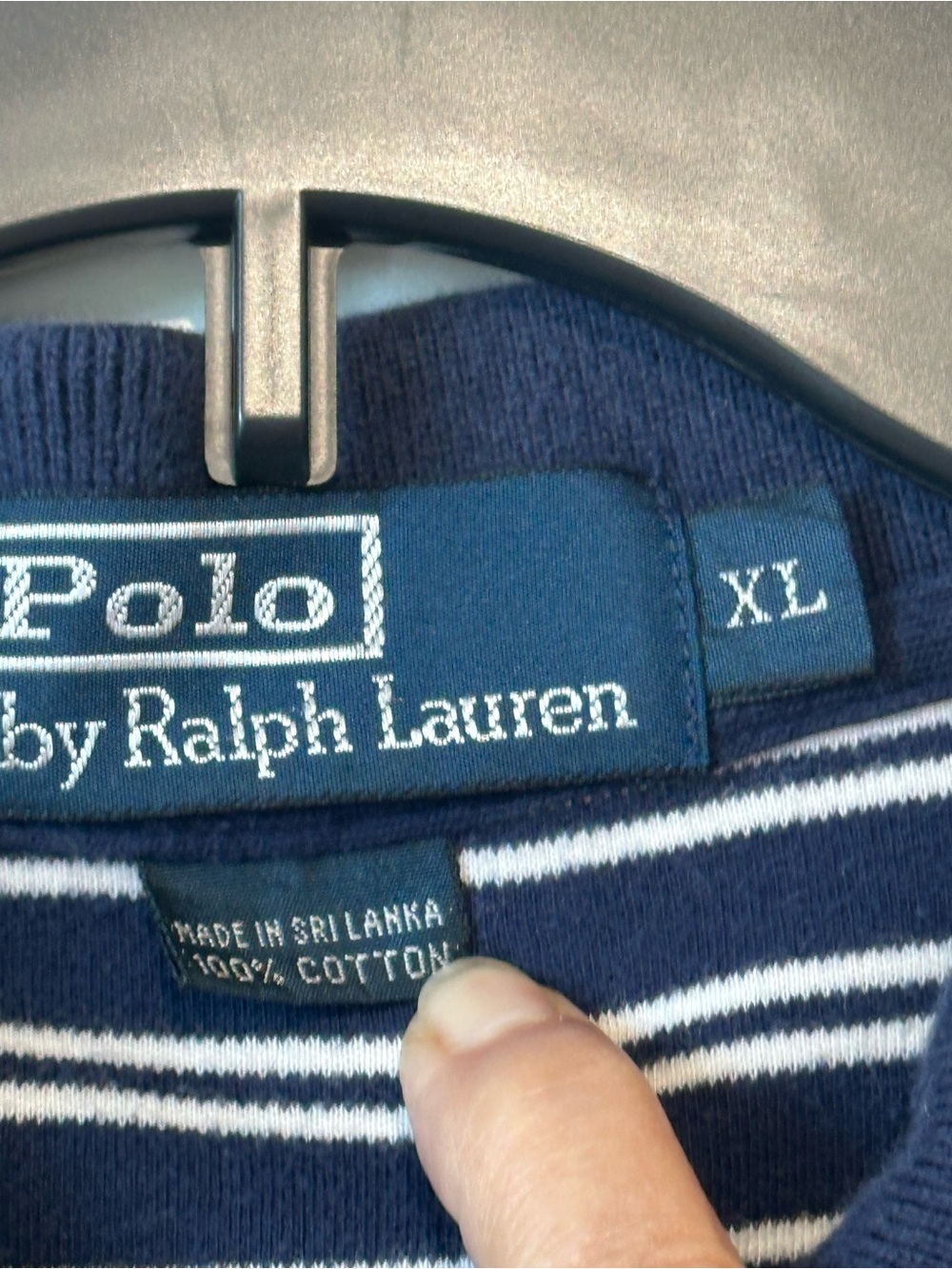 Polo by Ralph Lauren Navy Striped Polo Shirt XL - Picture 4 of 5